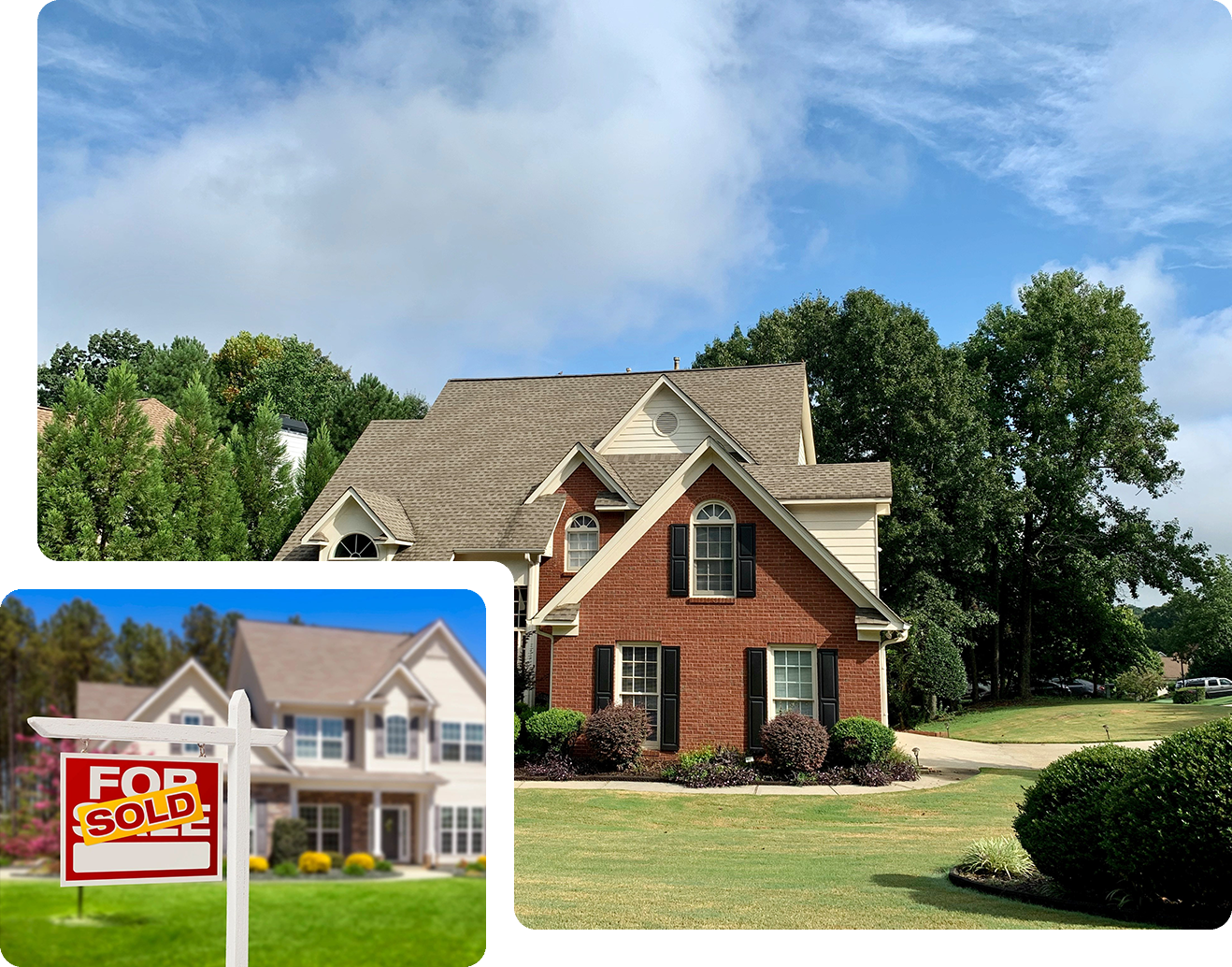 A house with a for sale sign in front of it